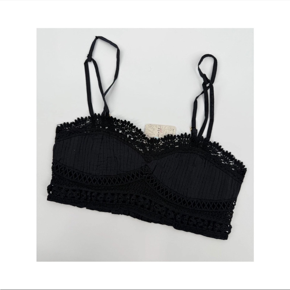 Free People Intimately Black Lace Smocked Bralette